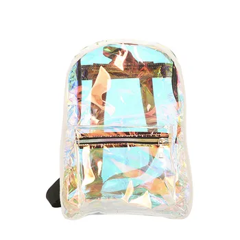 

New Woman Backpack Bags Jelly Rainbow Hologram Transparent bag for Women Composite Travel Bag Ladies Shoulder Bags #730