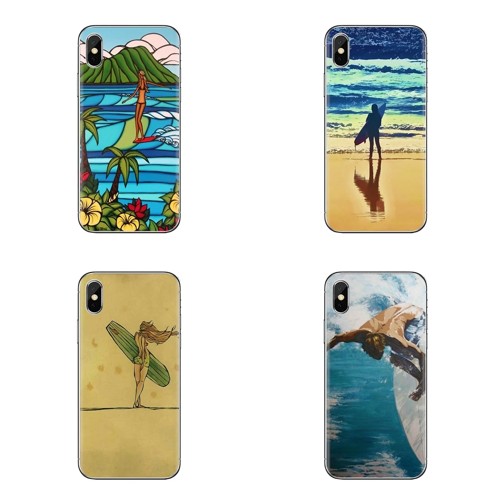 Transparent Soft Cases Covers surfing art surf Girl For Xiaomi Mi6 Mi 6 A1 Max Mix 2 5X 6X Redmi Note 5 5A 4X 4A A4 4 3 Plus Pro |