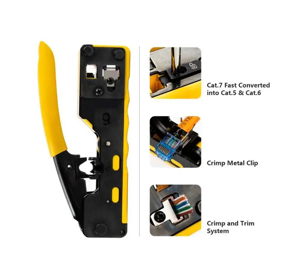 Cable Pliers Network Crimper Crimping Tools Metal Clips Cat6 EZ for