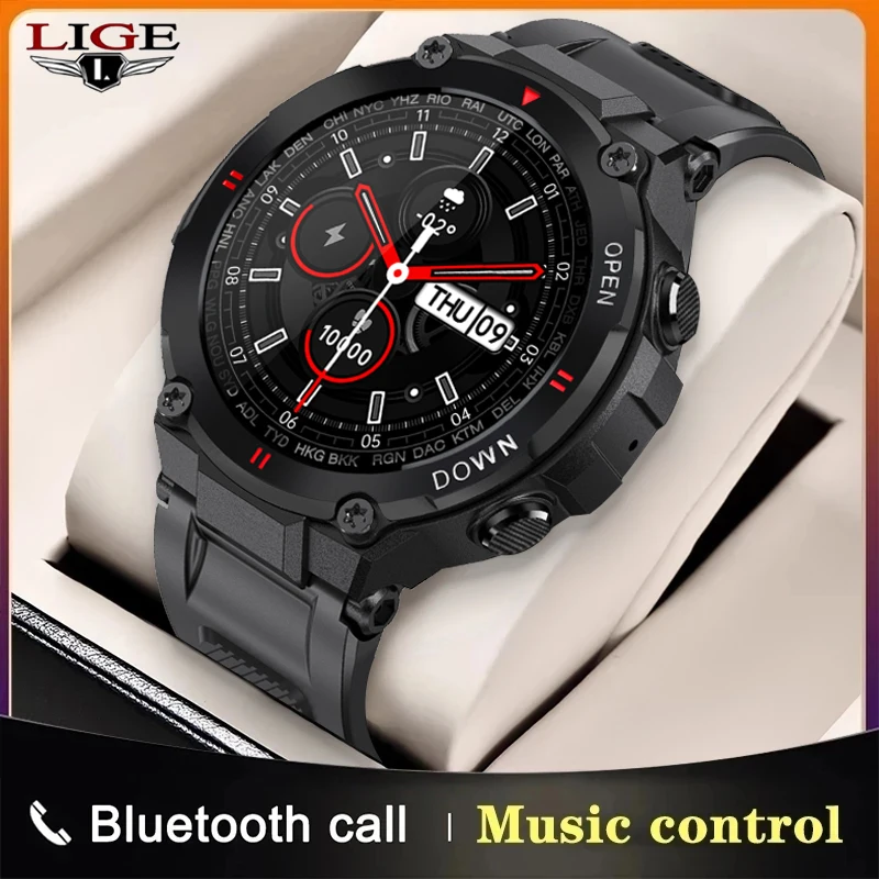 Смарт-часы LIGE мужские спортивные фитнес-трекер с Bluetooth звонком и управлением