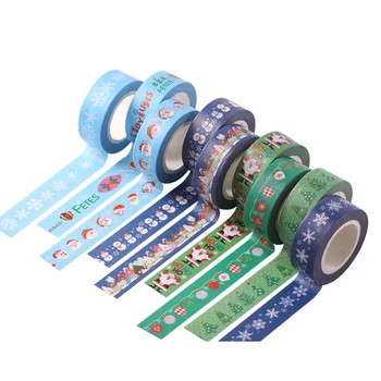 

New Arrival Many Styles Christmas Santa Claus Snowman Decorative Washi Tape Single Sided Paper Masking Tape Adhesive Paper Tape