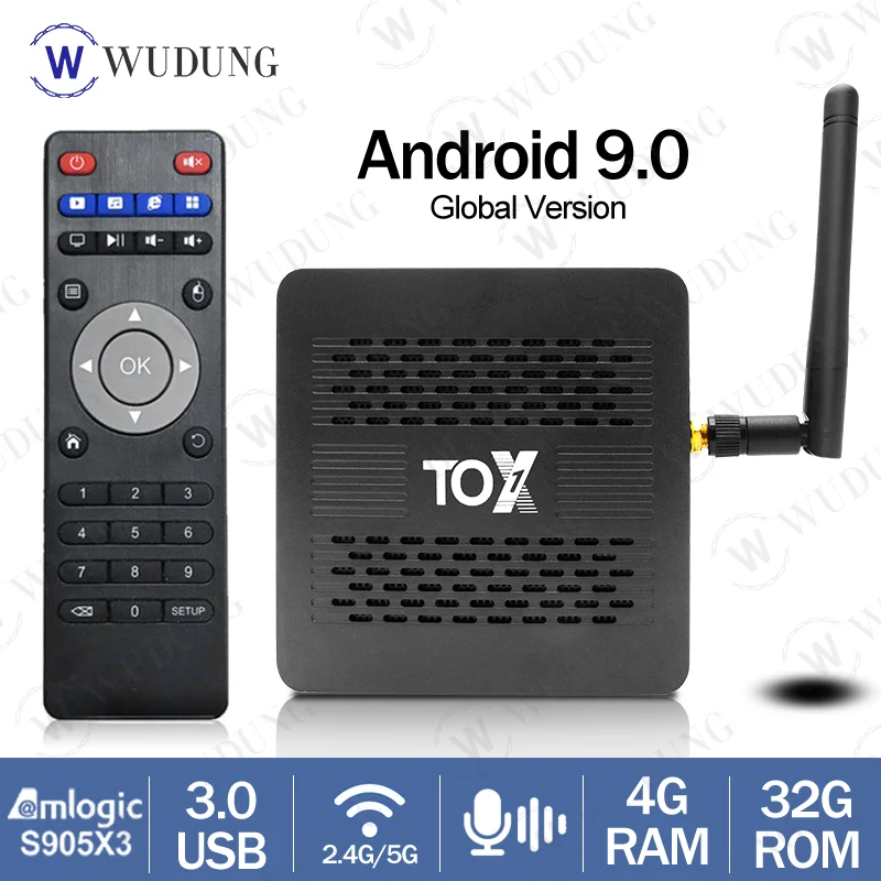 ТВ приставка TOX1 на Android 2020 4 + 32 ГБ Amlogic S905X3 9 0 ГГц Wi Fi Bluetooth|ТВ-приставки и