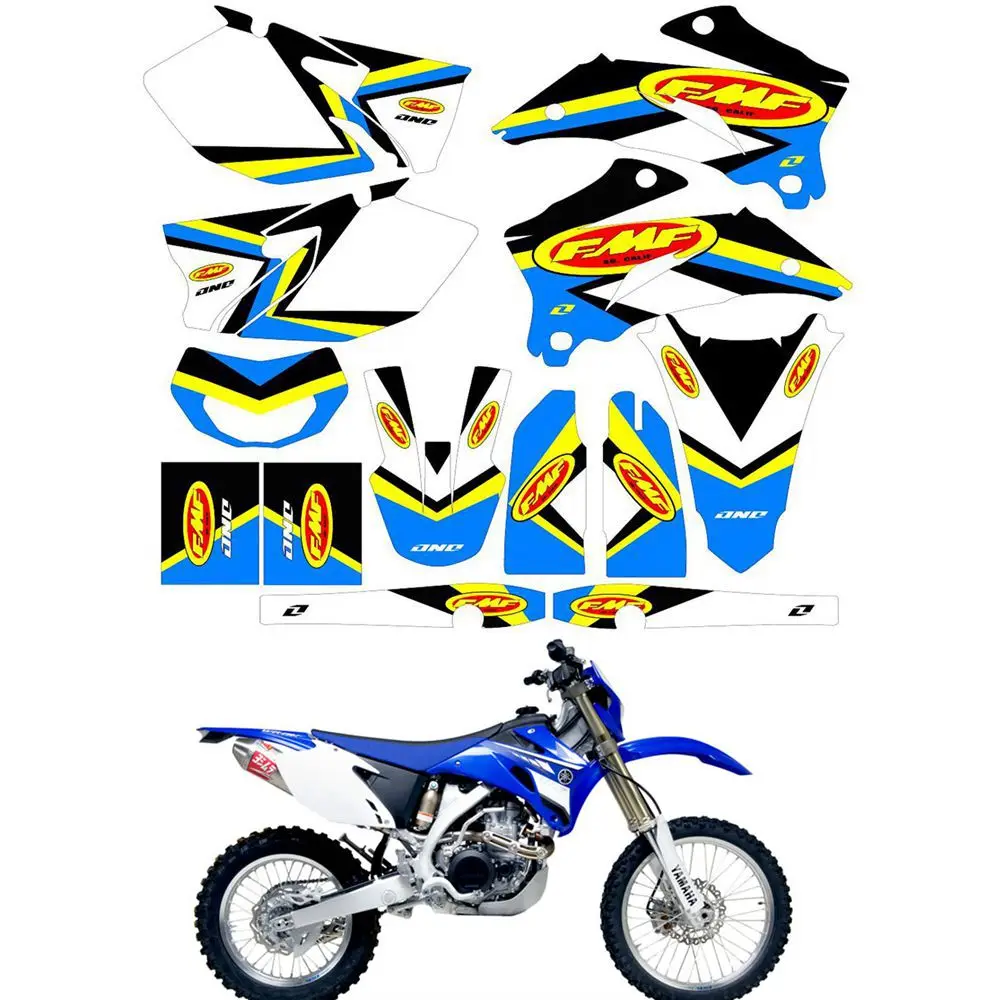 

For YAMAHA WR250F 2007 - 2014 WR450F 2007 - 2011 Customized Number Graphics Backgrounds Stickers Kit Decal
