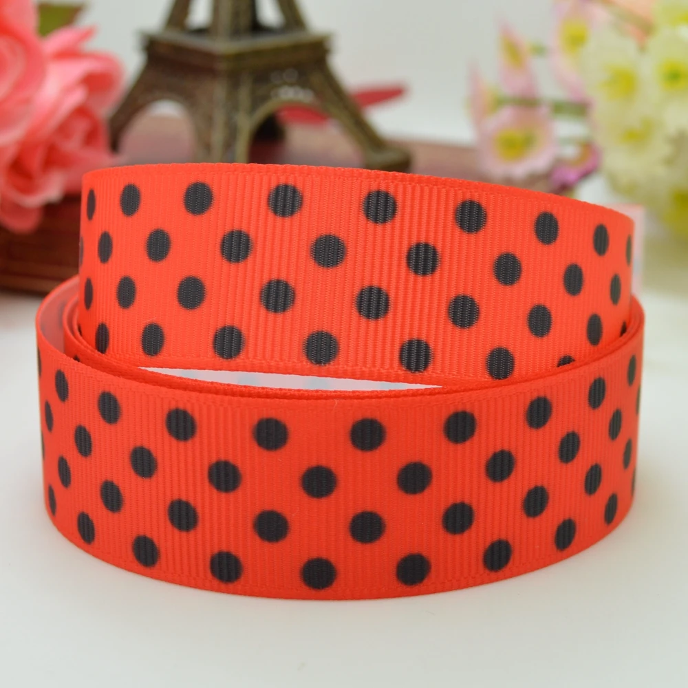 Бант для волос с принтом в горошек девочек красный 7/8 дюйма 22 мм 50 ярдов |