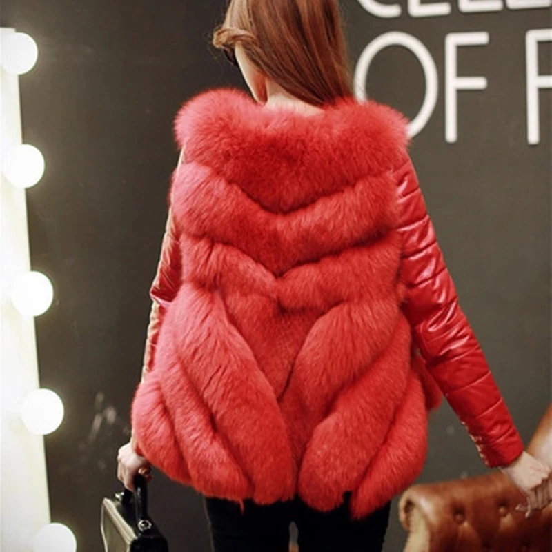 Women New Winter Fashion Slim Solid Color Casual Thick Warm Coats Ladies High Quality Faux Fur Overcoat Female Plus Size Tops