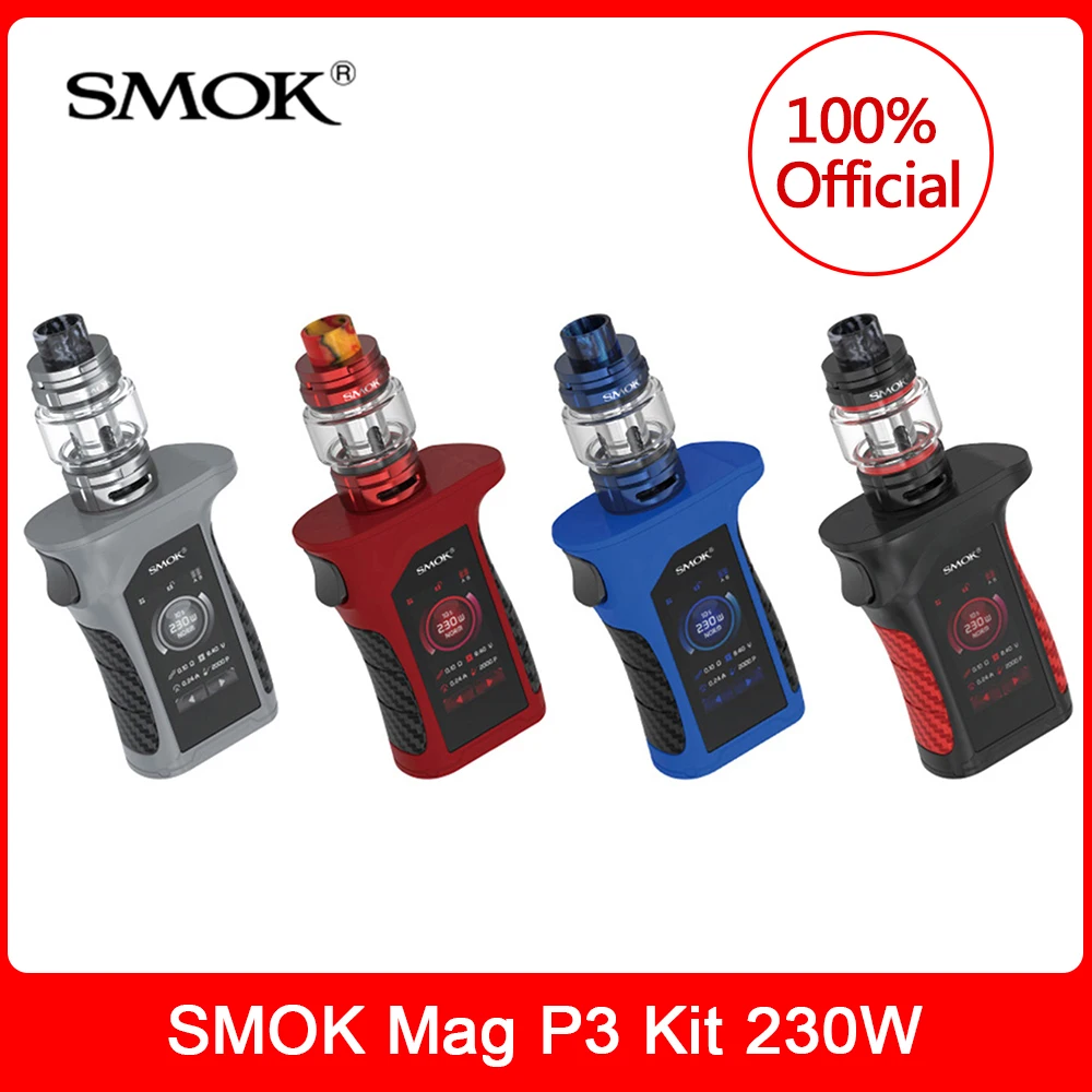 Новый SMOK MAG P3 Kit 230W вейп мод с TFV16 бак 9 мл V16 коническая сетка двойная сетчатая