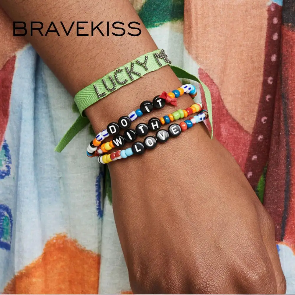 Женский браслет ручной работы BRAVEKISS браслеты в стиле бохо с буквенными буквами и