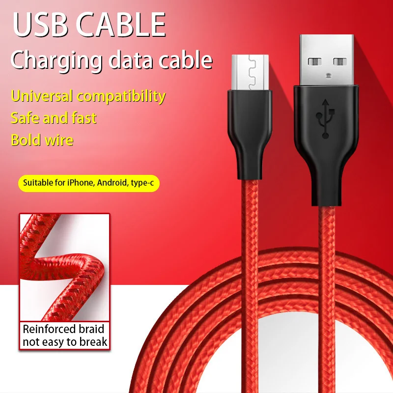 Micro USB TypeC knitting Cable For iPhone Huawei Samsung Xiaomi USB Cord With Light LED90 Degree Elbow Fast Charging Data Cables