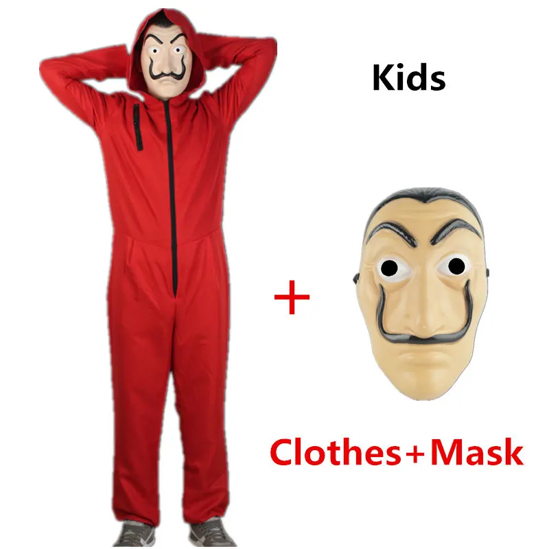 Вечерние Маски на Хэллоуин для косплея из фильма «Salvador Dali», «Money Heist The House Of paper», «La Casa De Papel», маскарадный костюм, маска для лица - Цвет: kids