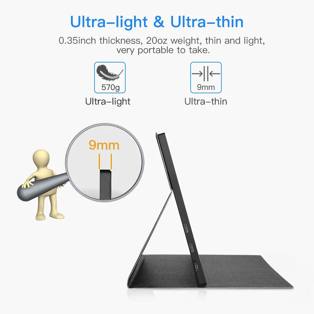 Eyoyo EM13J Portable Monitor 13.3” LED USB Type C HDMI gaming monitor ips 2560X1440 QHD Display for