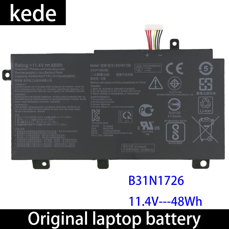 Kede B31N1726 Батарея для Asus FX80 FX80GM FX86 FX86FM FX86FE FX504GD FX504GE B31N1726 11,4 V 48WH
