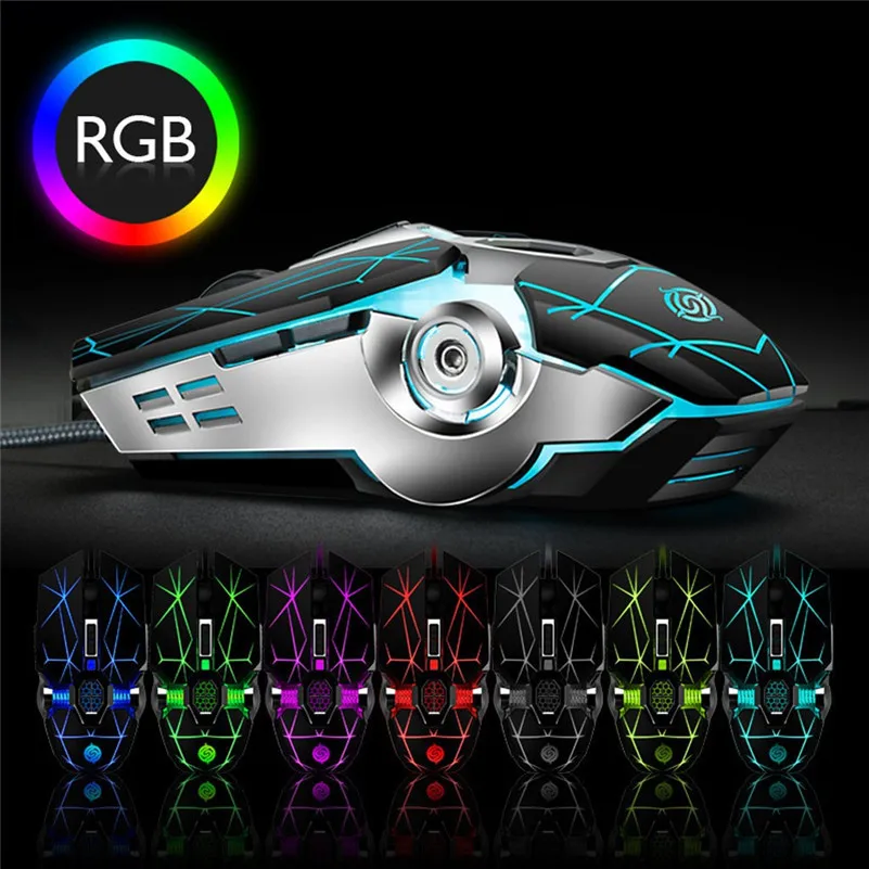 USB Wired Game Mouse Rechargeable 4000DPI LED Lights Gaming Work Mice For PC Laptop|Мыши| |