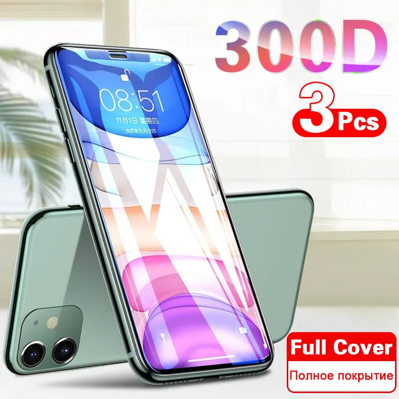 

3Pcs Tempered Glass on For iPhone 11 Pro Max Screen Protector 11 Pro Protective Glass For iPhone XR X XS MAX Glass on iPhone 11
