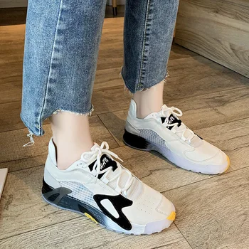 

Stylish Women Running Shoes Increasing Harajuku Sneakers Cushioning Height Platform Breathable Wave Sports Walking Shoes