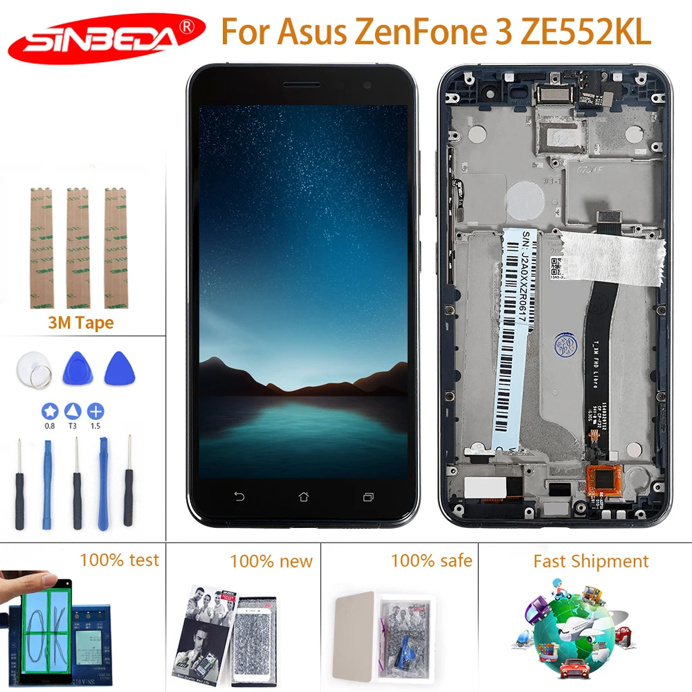 ЖК-дисплей 5 дюйма для Asus ZenFone 3 ZE552KL панель сенсорный экран дигитайзер в сборе с