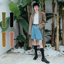 Винтажные однотонные хлопковые высокие носки женские осенние уличные хипстерские Гольфы корейские повседневные ворсистые носки Harajuku японские ретро