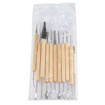 

11x Multifunction Wax Pottery Clay Sculpture Carving Modeling Tool Wood Handle Pottery Clay Sculpture Carving Tools