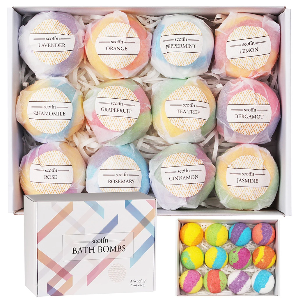 12pcs/Box Scented Bubble Bath Salt Essential Oils Bath Balls Set Kit for Women Men Children