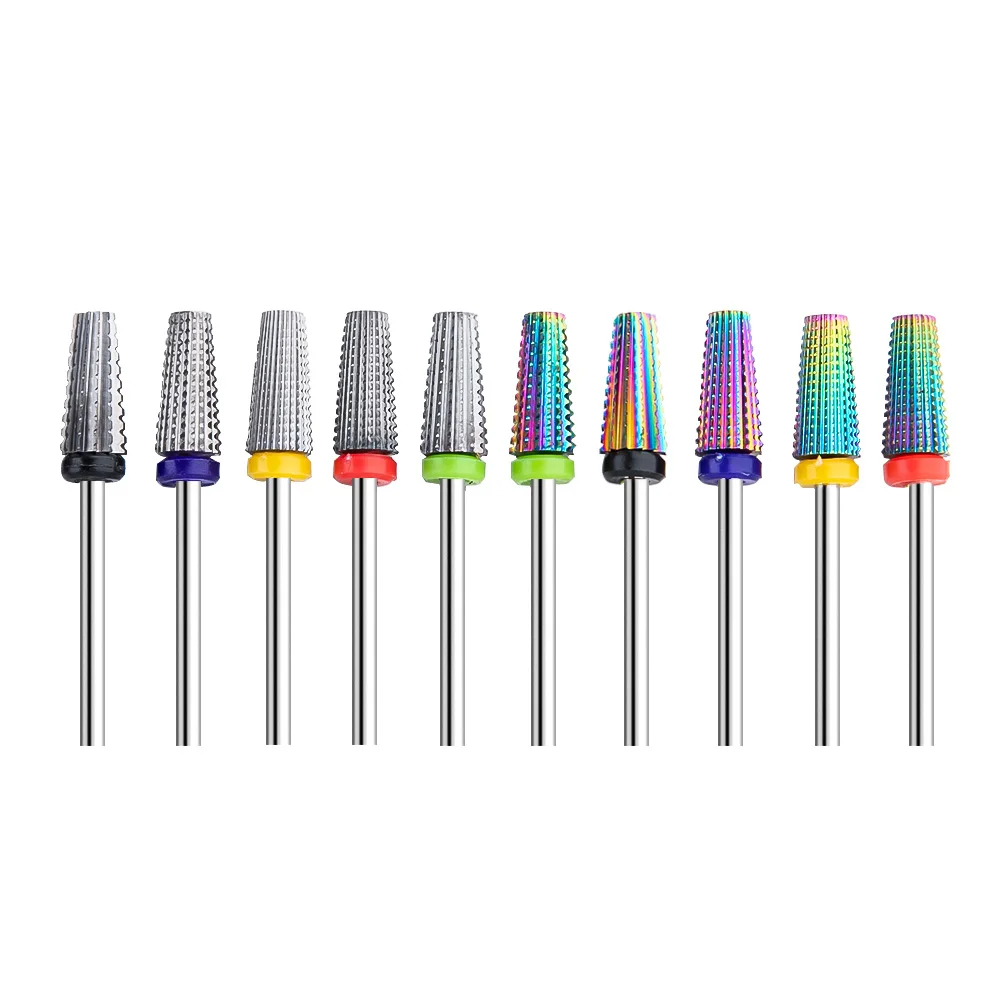 5 in 1 Tapered Safety Carbide Nail Drill Bits Milling Cutter With Cut Drills Carbide For Manicure Remove Gel Nails Accessories nail art tools nail drill bit nail drill bits nail drill nail drill set nail manicure accessories nail drill kit