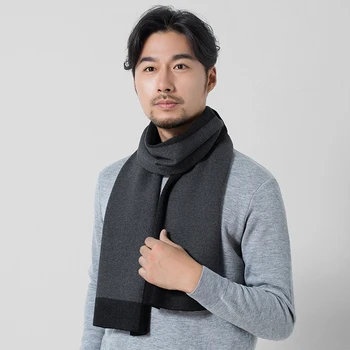 

Winter Wool Scarf Men Brand 2019 Patchwork Shawls and Wraps Skin-friendly Echarpe Men's Warm Long Wool Scarves Black Foulard