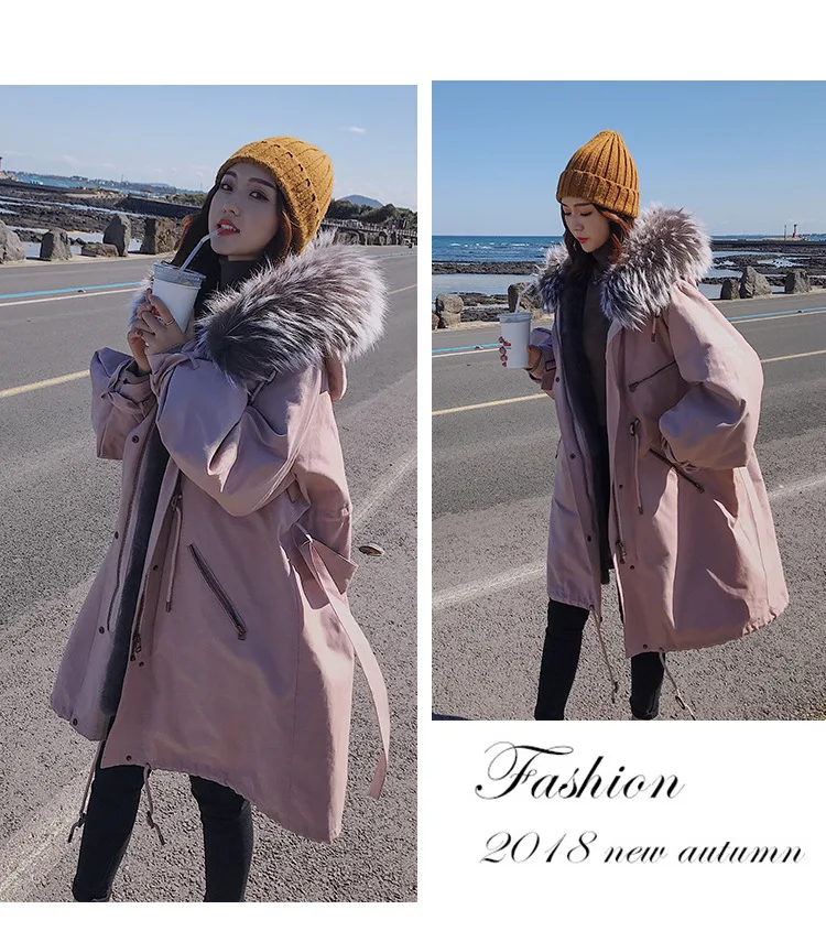 

Autumn And Winter New Style down Jacket Women's Korean-style Long Loose-Fit BF Waist Hugging Slimming Pike Fur Clothing Trench C