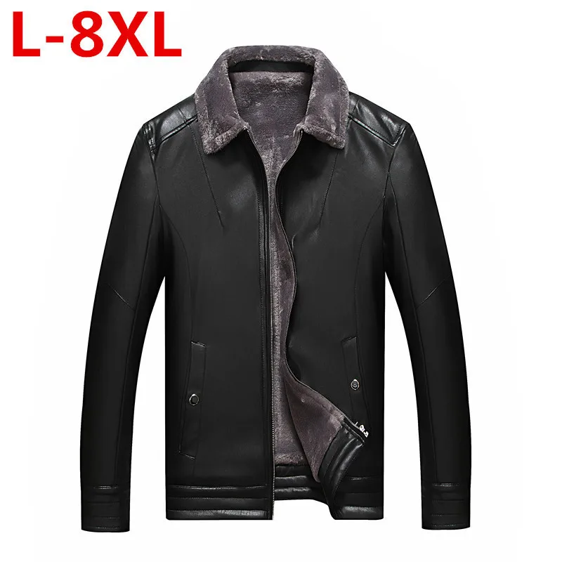 8XL 7XL размера плюс мужские кожаные куртки зимняя куртка из овчины парка пальто