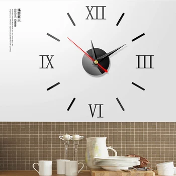 

DIY Wall Clock Modern Design Watch Clocks 3D Acrylic Mirror Stickers Living Room Home Office Decor Quartz Needle Europe Horloge