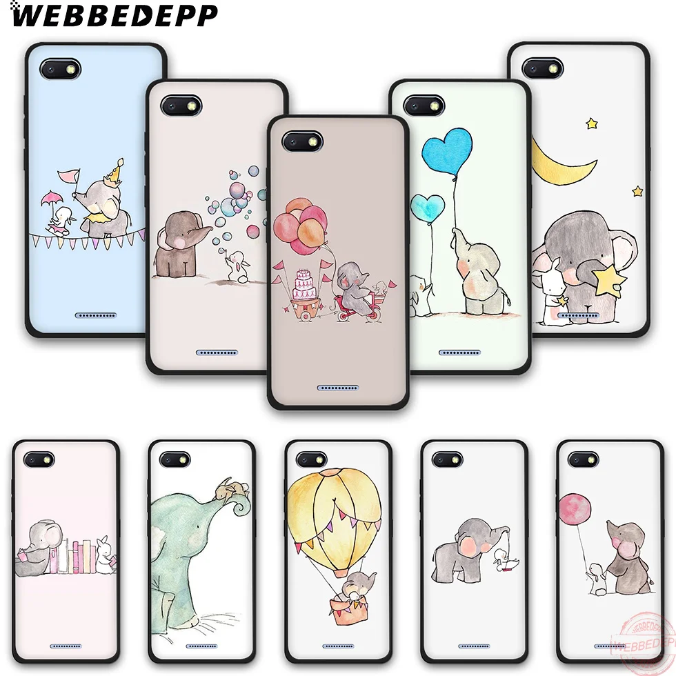 WEBBEDEPP Cute Elephant And Rabbit Fashion Soft Silicone Phone Case for Redmi Note 6Pro 7Pro 4A 4X 5 5A 6A 8A 7 S2 note 8 |
