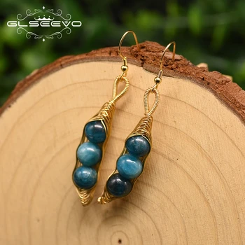 

GLSEEVO Kyanite Beans Drop Earrings For Women Girls Birthday Gifts Handmade Jewelry Brincos Para As Mulheres GE0880