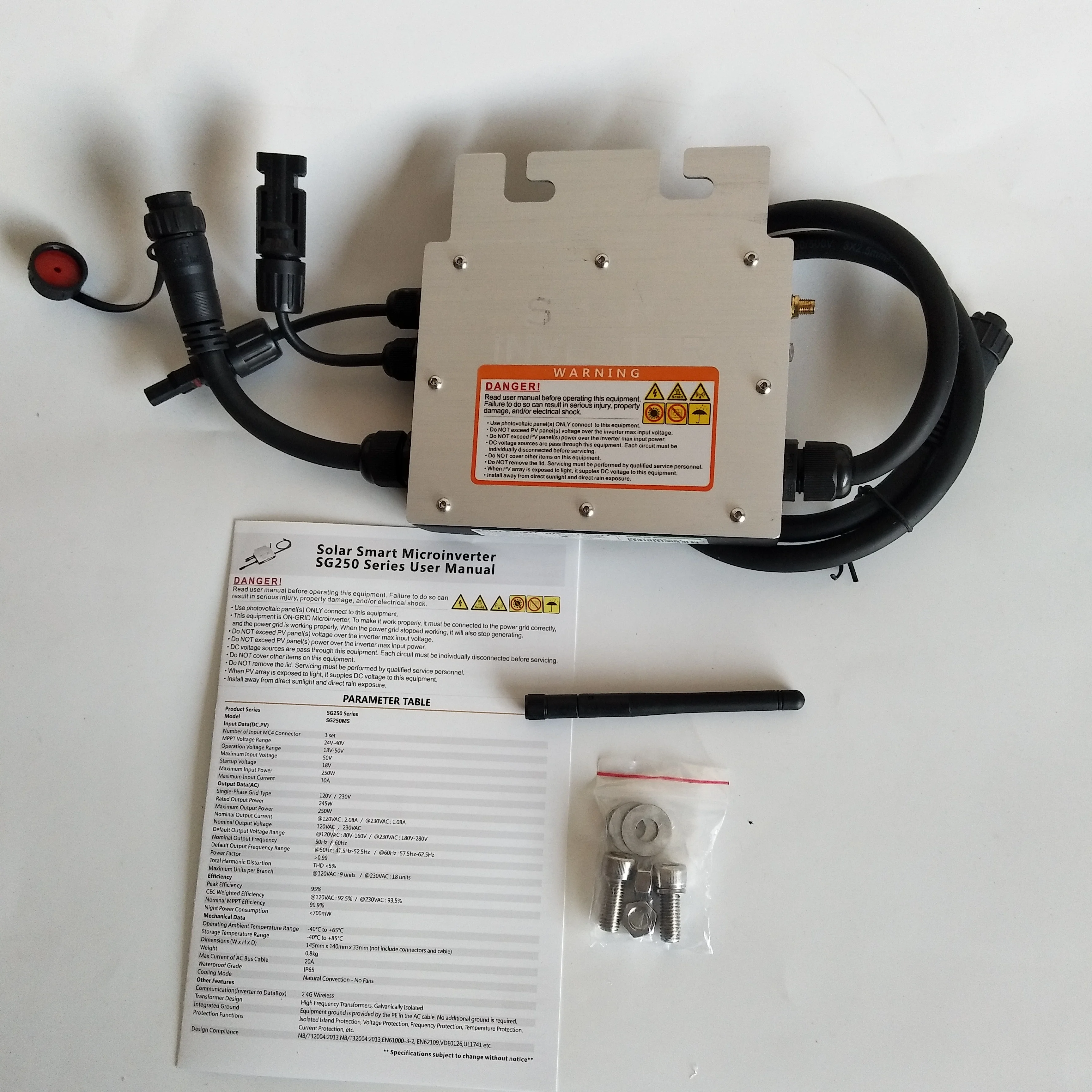 Waterproof Solar Grid Tied Micro Inverter 250W SG250 Microinverter Inversor 120V Or 230VAC 45-62Hz Output