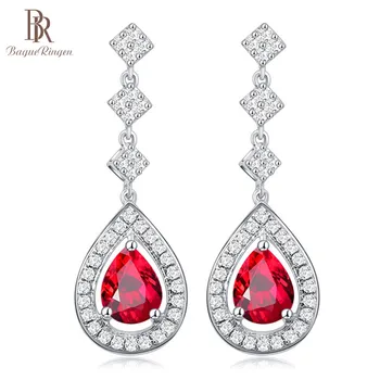 

Bague Ringen Water Drop Ruby Earrings for Women Fashionable Drop Earrings Temperament Female Silver 925 Fine Jewelry Party gift