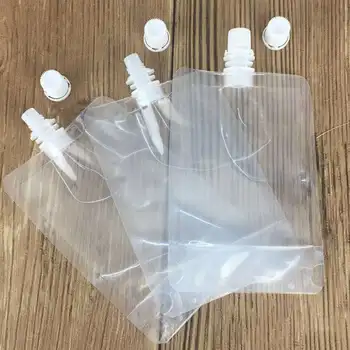 

50 Pcs 300ml Transparent Stand-up Spout Beverage Bag Juice Beer Plastic Spout Storage Pouch With Funnels Wedding Party Supplies