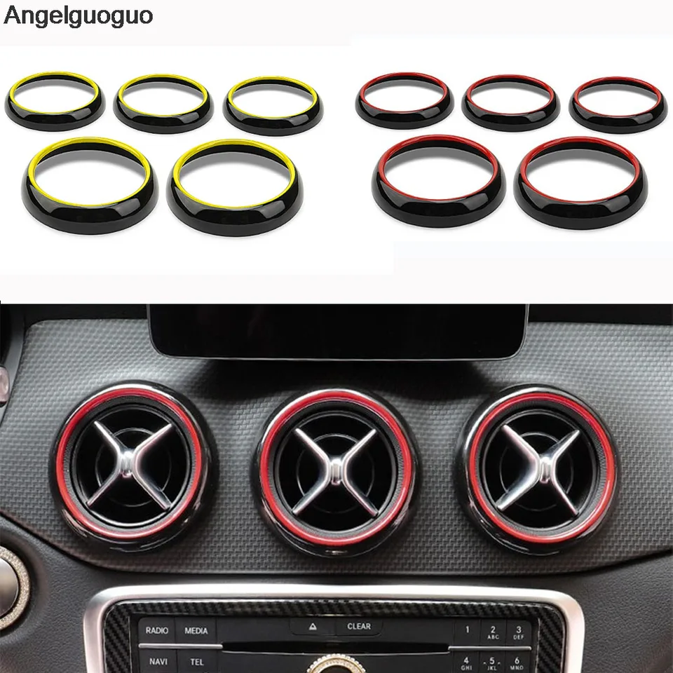 THua store Auto airconditioning Air Vent Outlet Ring Cover Trim Decoratie Compatibel met Mercedes Benz Een W176 GLA X156 CLA C117 Klas (Color Name : ABS Black