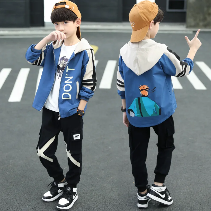 

Kids Boys Clothing Set High Quality Cotton Kids Toddler Clothes Hooded Suit For Boy Long Sleeve 5-14 Years Boys Clothes Set