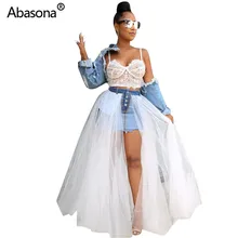 Женская однотонная Высокая талия сетка Высокая Сплит джинсовая юбка Сращивание Макси юбки винтажные вечерние Клубные ночные пляжные длинные модные юбки