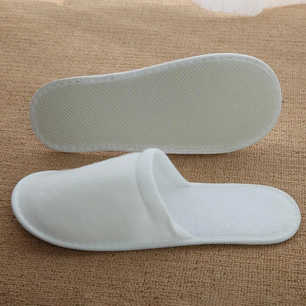 1/10PCS Unisex Home Guest Hotel Slipper Travel White Cotton Portable Disposable Slippers Salon Spa Indoor Non-slip Adult Slipper 2