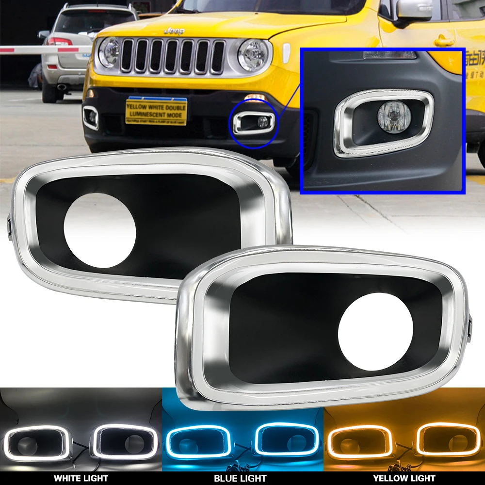 

LED DRL Headlight cover For Jeep Renegade 2015-2018 fog lights daytime running lights driving lights foglights cover