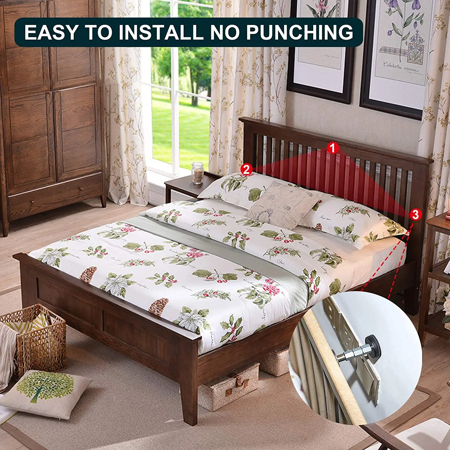 Estructura de cama roscado ajustable cama cabecero Tapón Anti Shake herramienta fácil instalación 