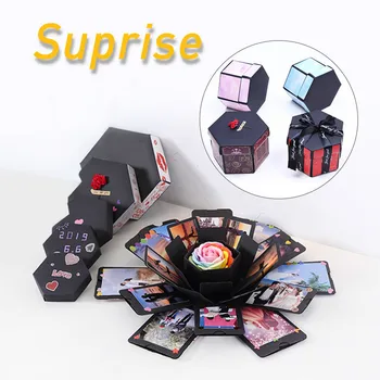 

Surprise Hexagon Explosion Box Diy Handmade Photo Album Creative Photo Storage Box Valentine's Day Birthday Surprise Gift