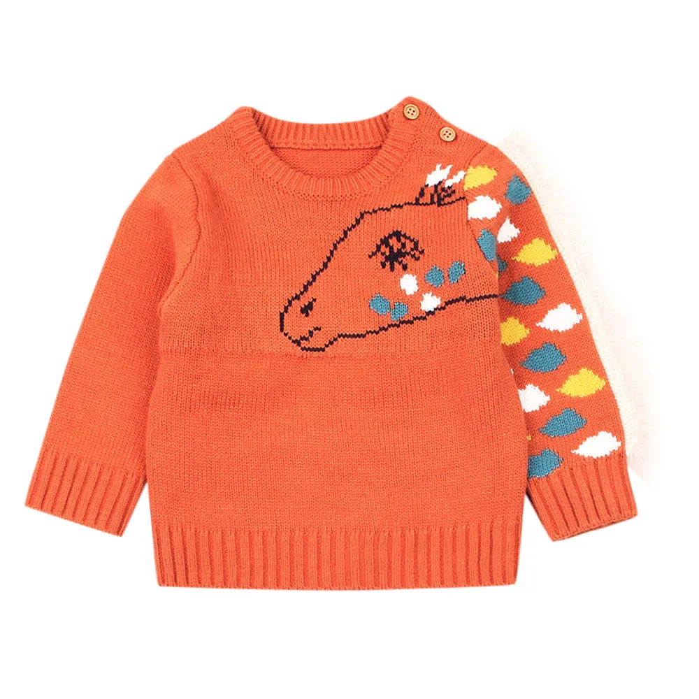 Детские вязаные топы с длинными рукавами с рисунком лошади и кисточками; теплая одежда; базовый свитер для отдыха; вязаная детская одежда