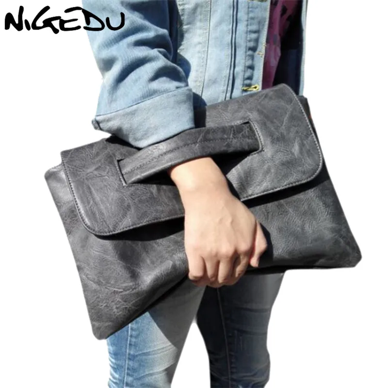 Nigedu Brand Design Women Clutches Large Pu Leather Crossbody Bags For