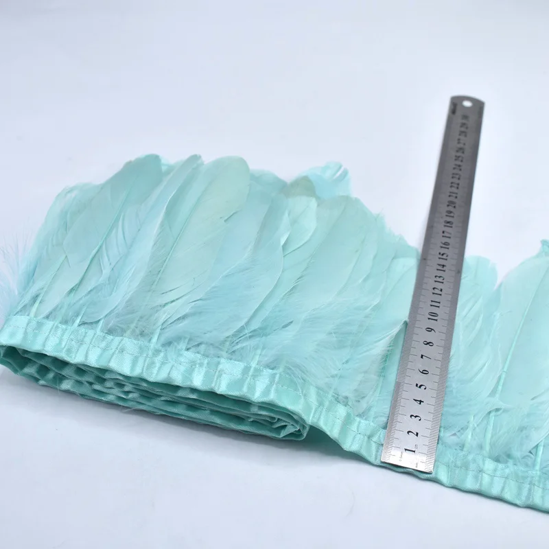 Mint Green 2 ярда/партия, карнавальные, кожаные, порошковые, гусиные, перьевые ленты для дома, для рукоделия, для шитья одежды, вечерние, декоративные, 15-20 см - Цвет: Mint Green