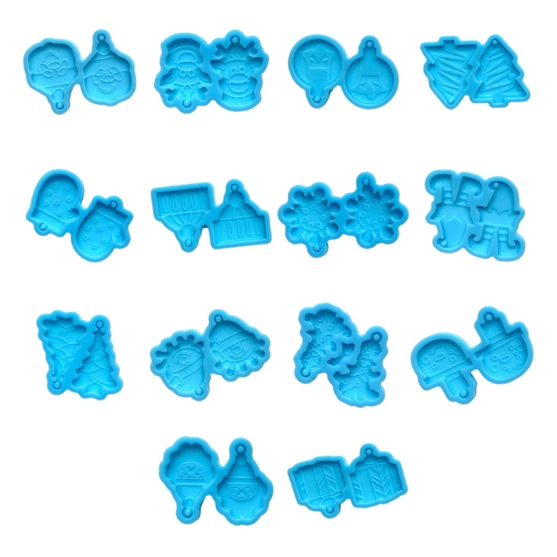 Christmas Series DIY Epoxy Resin Mold Xmas Tree Snowman Gloves Hat Casting Silicone Mould for Earring Making Decorative | Украшения и