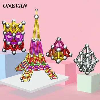 

Magnetic Building Blocks Magnets Cube Magic Construction toys Children Educational Bucky Magnetic Sticks Steel Balls Set Puzzle