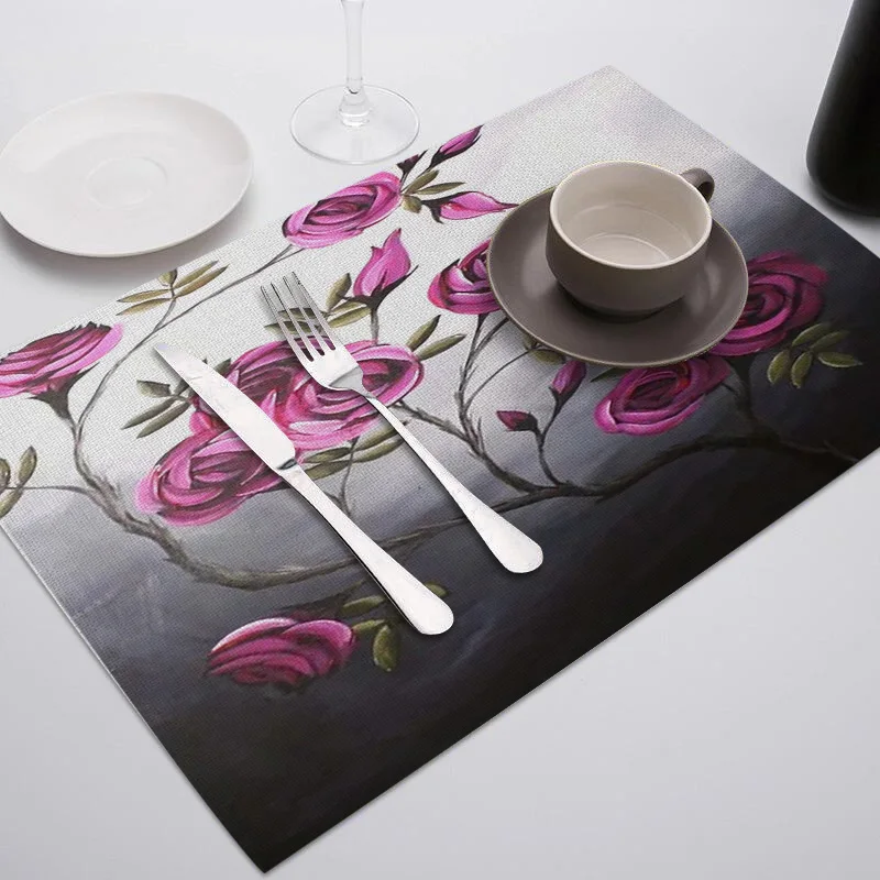 TTLIFE цветочный обеденный стол украшение салфетки под приборы Кухня водонепроницаемые коврики на постельном белье изоляционные подставки Ресторан салфетки для сервировки - Цвет: CD06343