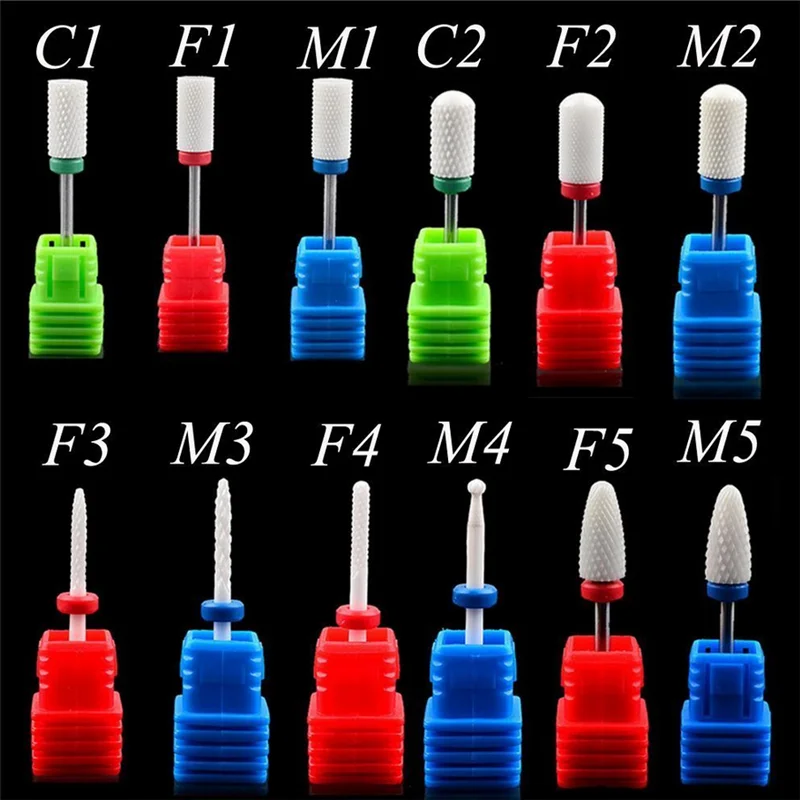 Горячий 13 тип керамический сверло для ногтей Маникюр для машины роторное Фрезерование резак Электрический дрель для ногтей аксессуары инструменты для дизайна ногтей