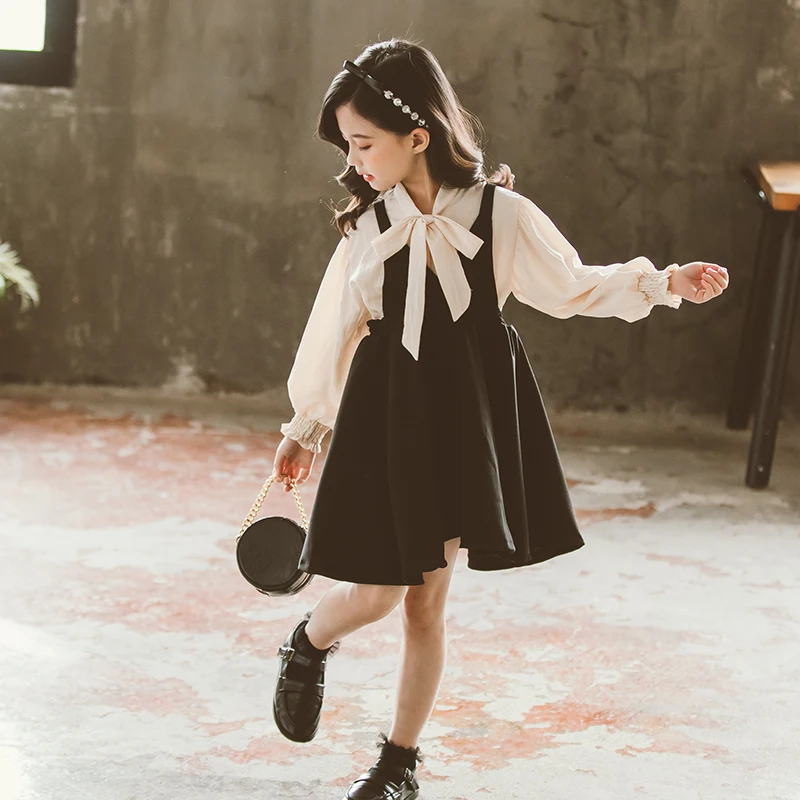 Preppy Style Girls Clothes Sets Spring Autumn Long Sleeve Shirts + Shirts 2PC Baby Kids Clothes Casual Teenager School Uniform