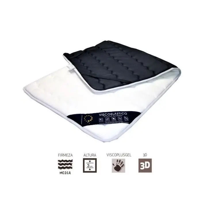  Covers Mattress Topper Visco Gel Plus Soft 3D Reversible Hemming Single Bed Marriage Break 180 cm