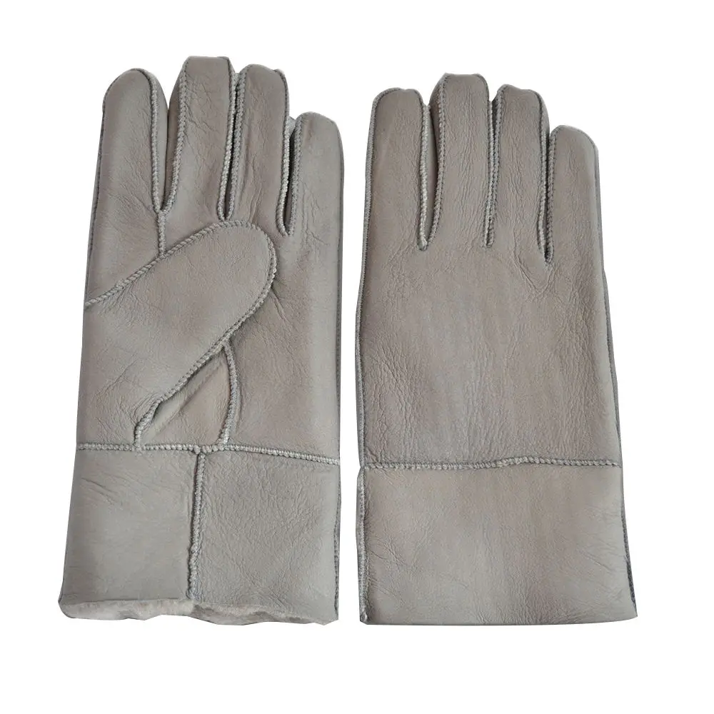 Fashion Winter Gloves Men's Leather Mitten Men's Winter Sheepskin Leather Fur Gloves Genuine For Warm Gloves Leather Gloves