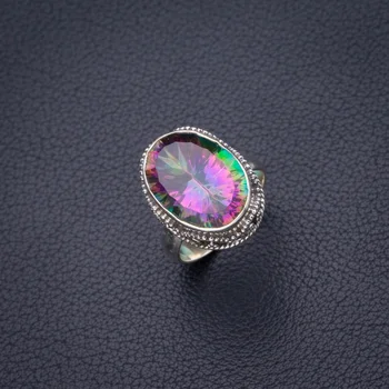 

StarGems Natural Mystical Topaz Handmade 925 Sterling Silver Ring 6.25 D4195
